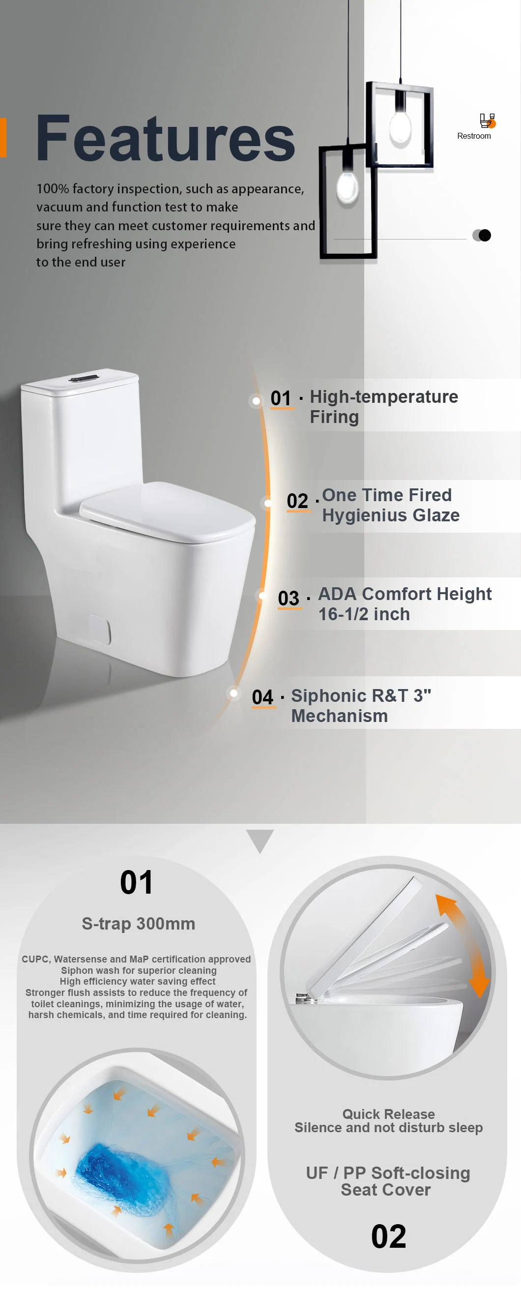 Wholesale Floor Mounted Water Closet Modern Design S Trap Siphon Flushing One Piece Wc Toilet Upflush Toilet
